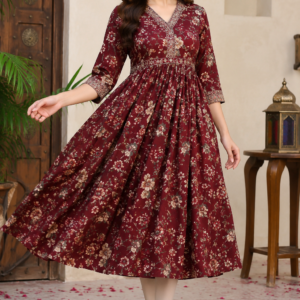 Floral Rayon Anarkali Kurti